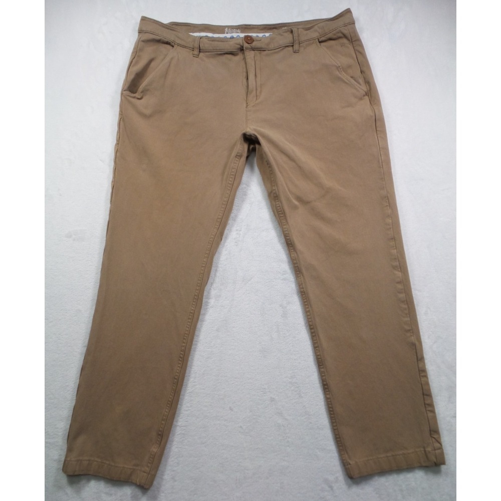 Mugsy Pants Mens Size 38 x 29 Beige Belmonts Chino Straight Leg Stretch